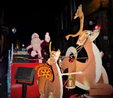 Santa Arriving at the Christmas Light Switch On